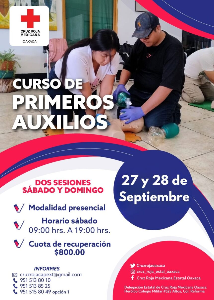 Invita Cruz Roja Oaxaca a curso de primeros auxilios este 27 y 28 de ...