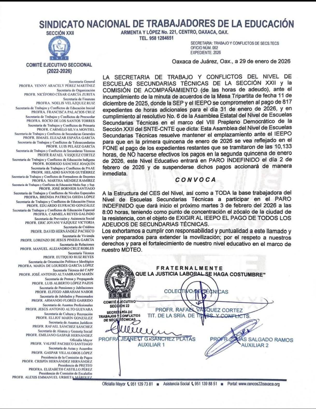 Secundarias Técnicas anuncian paro indefinido por adeudos salariales en ...